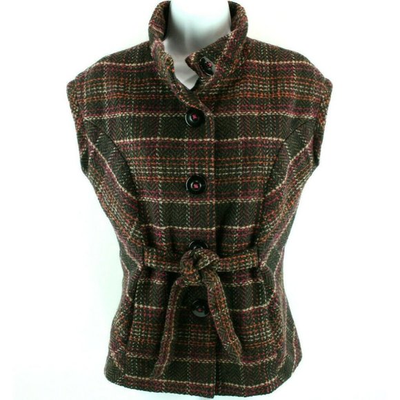 CAbi Jackets & Blazers - Cabi Womens Sz S Sweater Tweed Style 691 Tie Front Chunky Cardigan Sleeveless